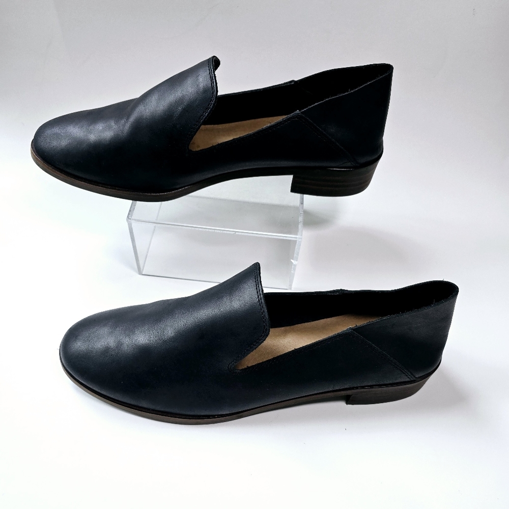 Lucky Brand Cahill Flats Loafer Shoes Black Leather Mules Boho Women's Size 8.5